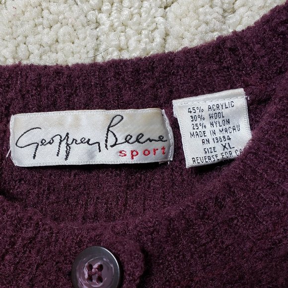 Geoffrey Beene Maroon Boucle Cardigan SzXL - Picture 2 of 6